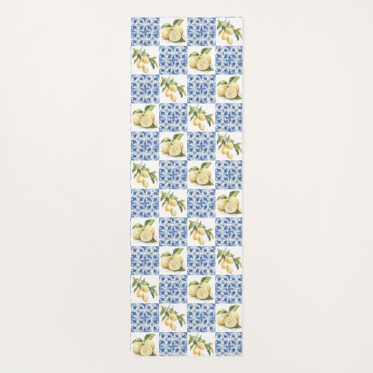 Blue Tile French Country Lemon Pattern Yogamat (Achterkant)
