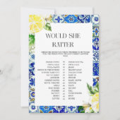 Blue Tile Lemon Bridal Shower  game Kaart (Voorkant)