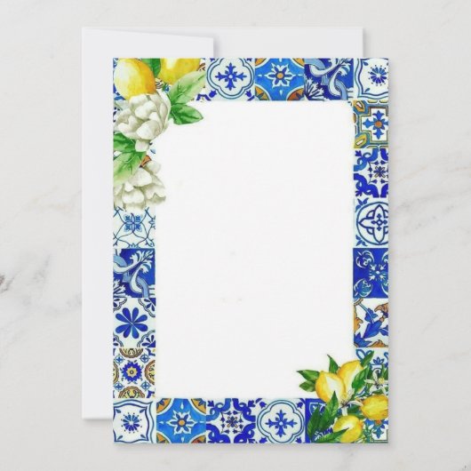 Blue Tile Lemon Bridal Shower game Kaart (Achterkant)