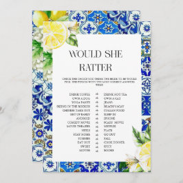 Blue Tile Lemon Bridal Shower  game Kaart