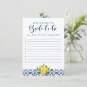  Blue Tile Lemon How Old Was the Bride Game Kaart (Staand voorkant)