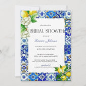 Blue Tile Lemon Italian Bridal Shower Kaart (Voorkant)