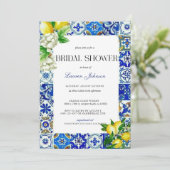 Blue Tile Lemon Italian Bridal Shower Kaart (Staand voorkant)