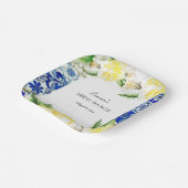 Blue Tile Lemon Italian Bridal Shower  Papieren Bordje (Gebogen)