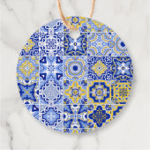 Blue Tile Lemons Script Dank je Bruids Shower Bedankjes Labels (Achterkant)