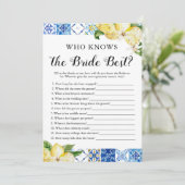 Blue Tile Lemons Wie Kent De Bruid Het Best Spel Kaart (Staand voorkant)