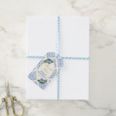 Blue Tile Party Favor Label Cadeaulabel (Met Touw)