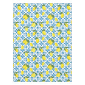 Blue Tile Yellow Lemon Watercolor Tafelkleed (Voorkant)