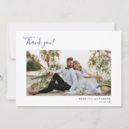 Blue Tiles elegant Wedding Dank je foto Bedankkaart