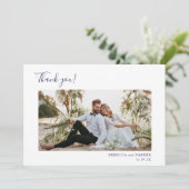 Blue Tiles elegant Wedding Dank je foto Bedankkaart (Staand voorkant)