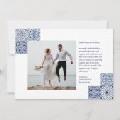 Blue Tiles elegant Wedding Dank je foto Bedankkaart (Achterkant)