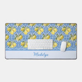 Blue Tiles Lemons Mediterranean Pattern Name Bureaumat (Keyboard & Muis)