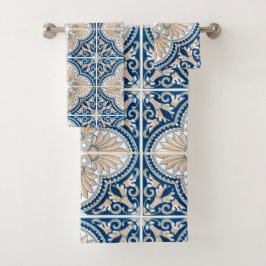 Blue tiles Mediterranean Bad Handdoek