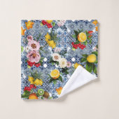 Blue tiles Mediterranean Floral Bad Handdoek (Wasdoekje)
