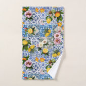 Blue tiles Mediterranean Floral Bad Handdoek (Handdoek)