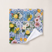 Blue tiles Mediterranean Floral Bad Handdoek (Wasdoekje)