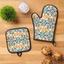 Blue tiles Mediterranean Floral