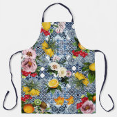 Blue tiles Mediterranean Floral  Schort (Voorkant)