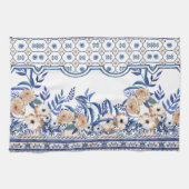 Blue tiles Mediterranean Floral  Theedoek (Horizontaal)