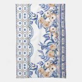 Blue tiles Mediterranean Floral  Theedoek (Verticaal)