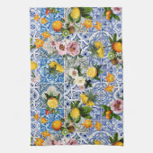 Blue tiles Mediterranean Floral Theedoek (Verticaal)