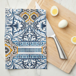 Blue tiles Mediterranean Floral Theedoek