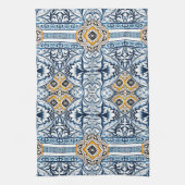 Blue tiles Mediterranean Floral Theedoek (Verticaal)