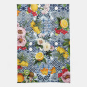 Blue tiles Mediterranean Floral Theedoek (Verticaal)