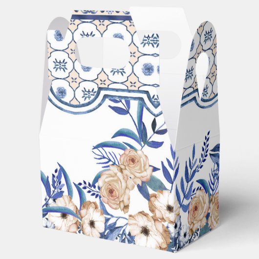 Blue Tiles Mediterranean Lemon Pattern Bedankdoosjes (Geopend)