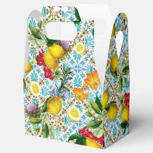 Blue Tiles Mediterranean Lemon Pattern Bedankdoosjes (Geopend)