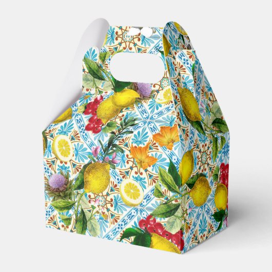 Blue Tiles Mediterranean Lemon Pattern Bedankdoosjes (Voorkant Zijde)