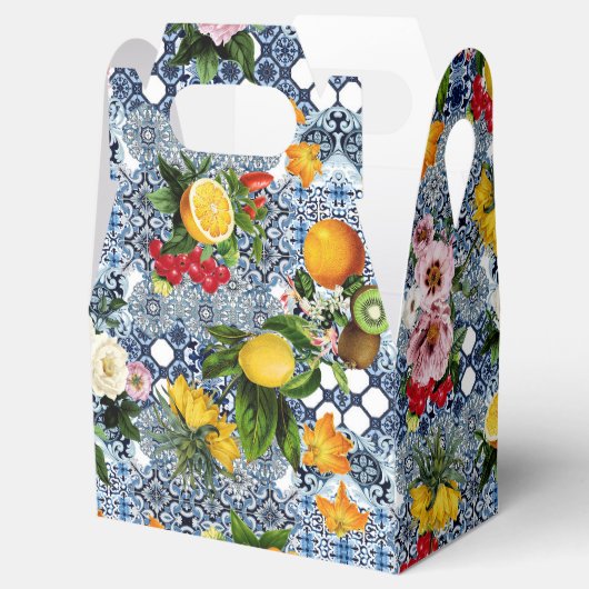 Blue Tiles Mediterranean Lemon Pattern Bedankdoosjes (Geopend)