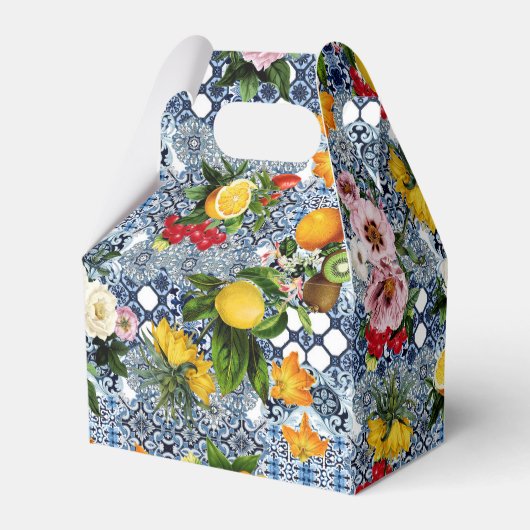 Blue Tiles Mediterranean Lemon Pattern Bedankdoosjes (Voorkant Zijde)