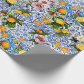 Blue Tiles Mediterranean Pattern Cadeaupapier (Hoek)