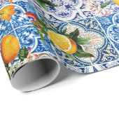Blue Tiles Mediterranean Pattern Cadeaupapier (Rol Hoek)