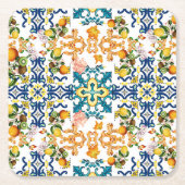 Blue Tiles Mediterranean Pattern Kartonnen Onderzetters (Voorkant)