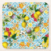 Blue Tiles Mediterranean Pattern Kartonnen Onderzetters (Voorkant)