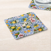 Blue Tiles Mediterranean Pattern Kartonnen Onderzetters (Schuin)