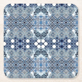 Blue Tiles Mediterranean Pattern  Kartonnen Onderzetters (Voorkant)
