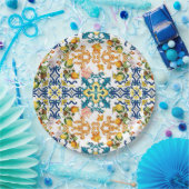 Blue Tiles Mediterranean Pattern Papieren Bordje (Feest)