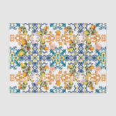 Blue Tiles Mediterranean Pattern Tissuepapier (Voorkant)