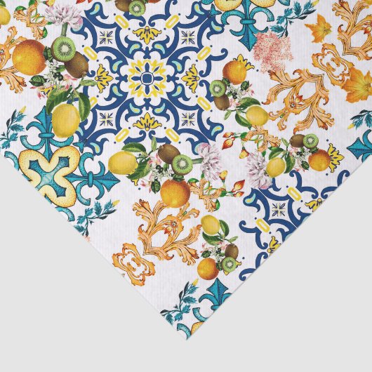 Blue Tiles Mediterranean Pattern Tissuepapier (Detail)