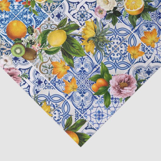 Blue Tiles Mediterranean Pattern Tissuepapier (Detail)