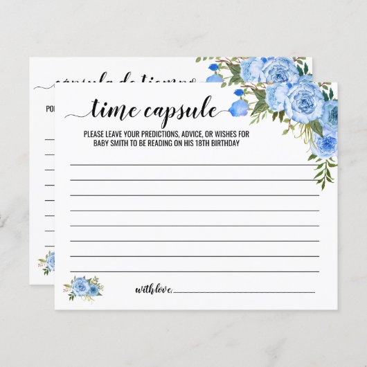 Blue Time capsule advies voor tweetalige baby kaar (Voorkant / Achterkant)