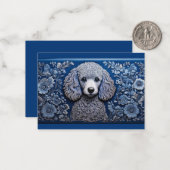 Blue Tin Folk Art Poedel Note Kaart Notitiekaartje (Voorkant / Achterkant in situ)