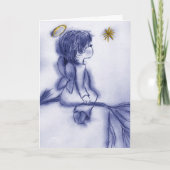 blue tint angel wil feestdagen kaart (Voorkant)