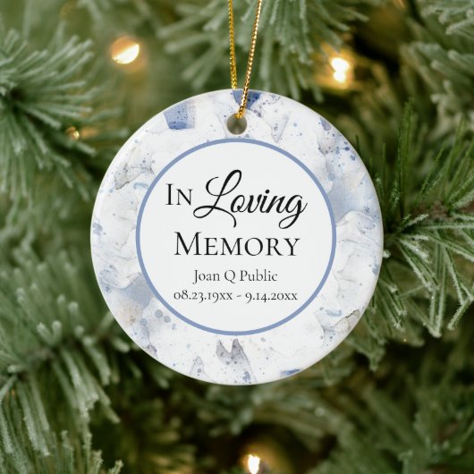 Blue Tint Anjer Waterverf Memorial Keepsake Keramisch Ornament (Boom)