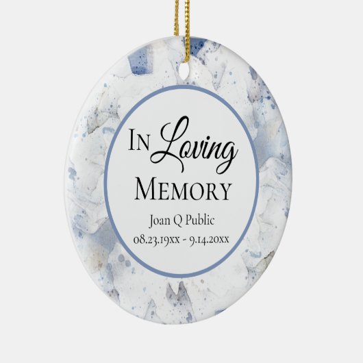 Blue Tint Anjer Waterverf Memorial Keepsake Keramisch Ornament (Rechts)