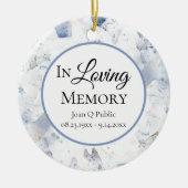 Blue Tint Anjer Waterverf Memorial Keepsake Keramisch Ornament (Voorkant)