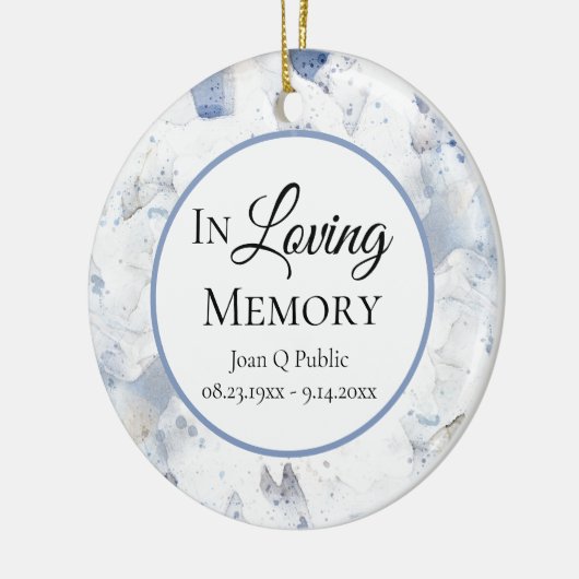 Blue Tint Anjer Waterverf Memorial Keepsake Keramisch Ornament (Links)